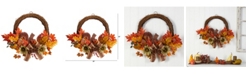 Nearly Natural 26" Fall Harvest Artificial Autumn Wreath with Twig Base and Bunny